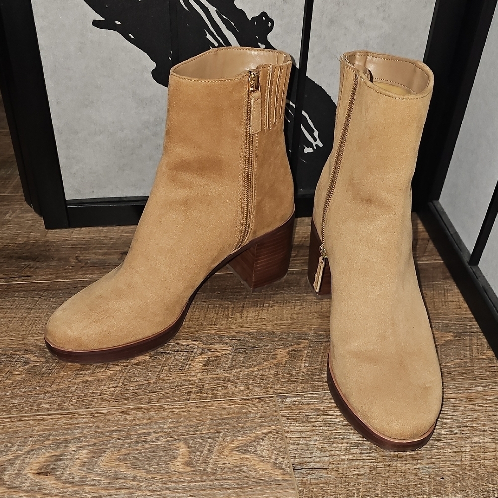 J. Crew Camel Suede Heeled Boots Size 9